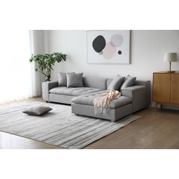 Sofa mit Diwan-Graustoff - Sake