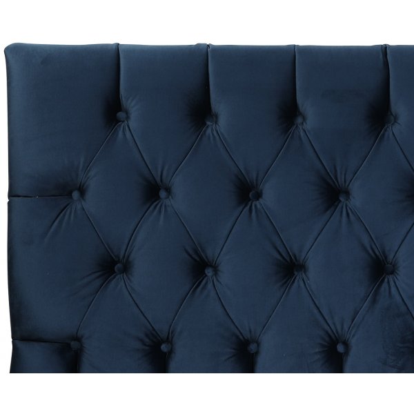 Presley Bett Kopfteil mit Knöpfen (blauer Samt) - Breite wählbar Presley Bett Kopfteil mit Knöpfen (blauer Samt) - Breite wählbar