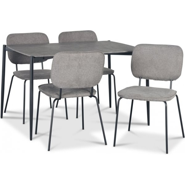 Lokrume Essgruppe 120 cm Tisch in Betonimitation + 4 Lokrume graue Sthle
