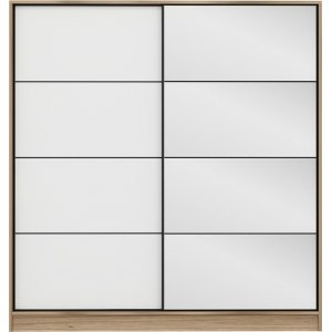 Kapusta Kleiderschrank mit Spiegeltr, 180 cm - Braun/Wei