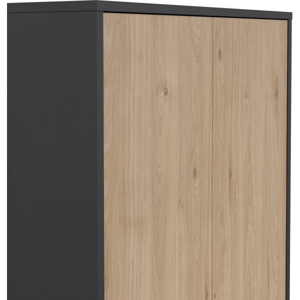 Sign hohes B�cherregal mit 4 T�ren - Mattgrau/Hickory