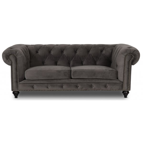 Chesterfield Montgomery 3-Sitzer-Sofa - grauer Samt