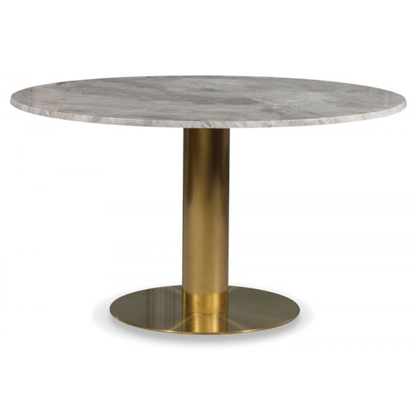 Empire-Esstisch - Silberner Diana-Marmor 130 cm / Gebrstetes Messing