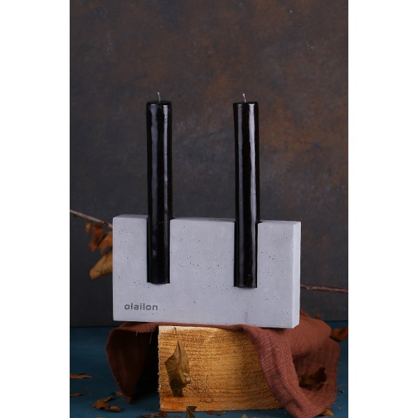 Samdan Kerzenhalter mit Licht - Grau/Schwarz Samdan Kerzenhalter mit Licht - Grau/Schwarz