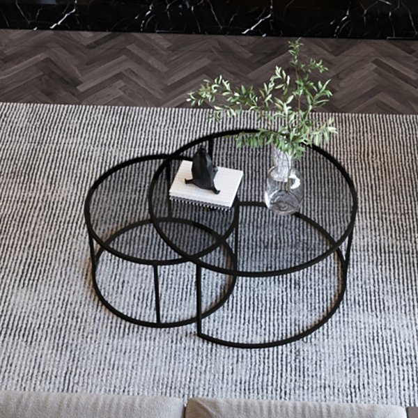 Kyoto Beistelltisch 60/80 cm - Schwarz