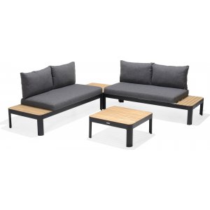 Portals Lounge Gruppe 2 - Schwarz/Teak