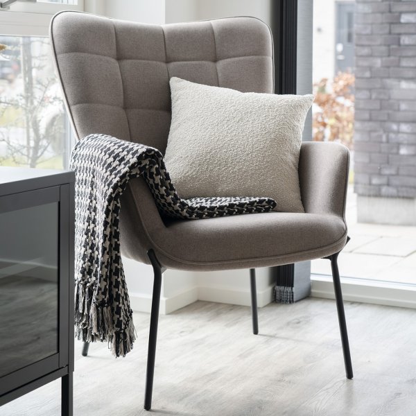 Seitenplaid Schwarz/Beige 130 x 180 cm