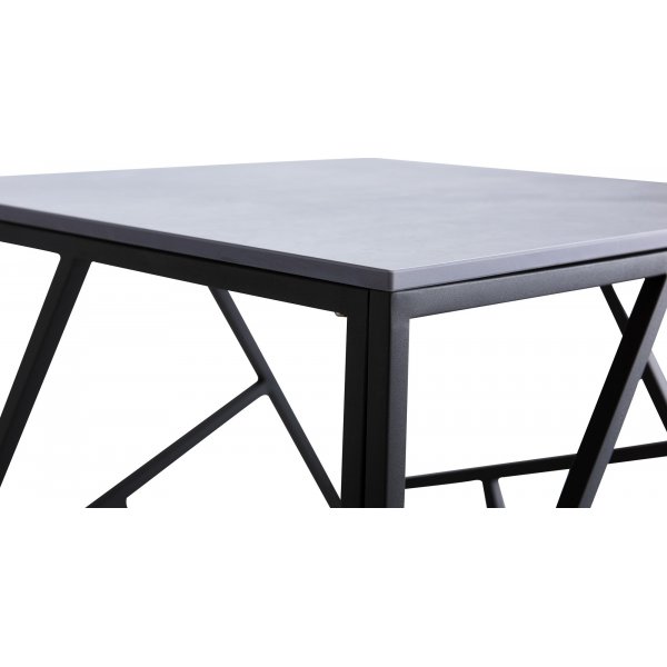 Kosmos Couchtisch 55 x 55 cm - Grauer Marmor/Schwarz