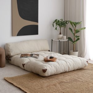 Klappbares 2-Sitzer-Schlafsofa - Creme