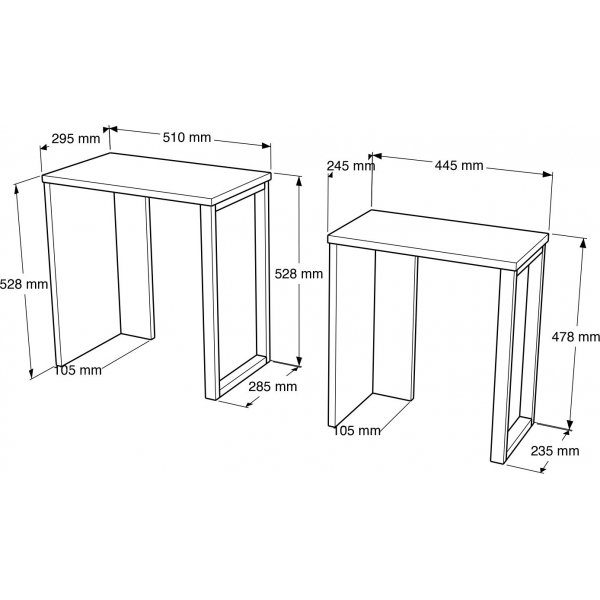Ocean Beistelltisch 47,8/52,8 x 24,5/29,5 cm - Walnuss/Eiche