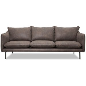 Bjrndal 3-Sitzer Sofa - dunkelbraunes koleder + Mbelpflegeset fr Textilien