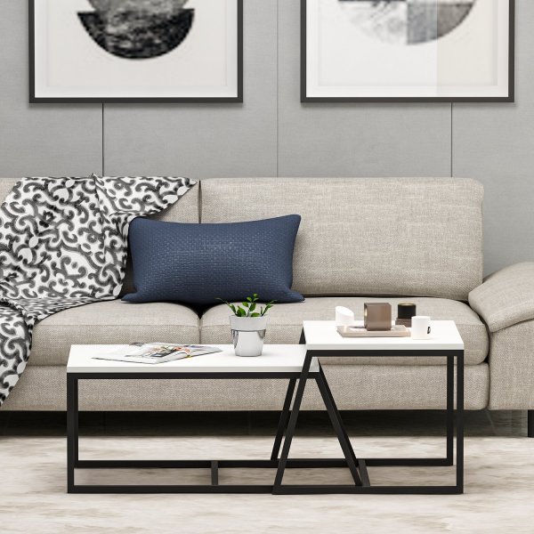 Couchtisch Pat 75/55 x 50/57 cm - Wei