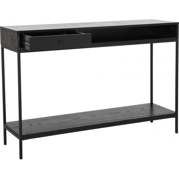 Regal-Konsolentisch 120 x 34 cm - Schwarz lackiertes Eschenfurnier