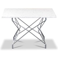 Terrazzo Couchtisch 75x75cm - Bianco Terrazzo & Chrom Star Untergestell Terrazzo Couchtisch 75x75cm - Bianco Terrazzo & Chrom Star Untergestell