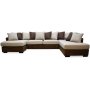 Delux U-Sofa mit offenem Ende rechts - Braun/Beige/Vintage