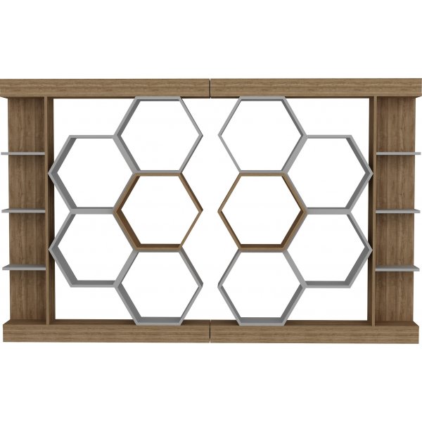 B�cherregal Sueno - Wei�/Walnuss