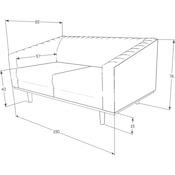 Alden 2-Sitzer-Sofa - Orangefarbener Samt Alden 2-Sitzer-Sofa - Orangefarbener Samt
