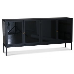 Revel Sideboard aus Blech mit 4 Tren - Schwarz / Getntes Glas