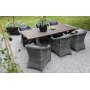 Oxford-Speisegruppe im Freien; tan Tisch 220 cm inkl. 6 Mercury Sessel graues Kunstrattan