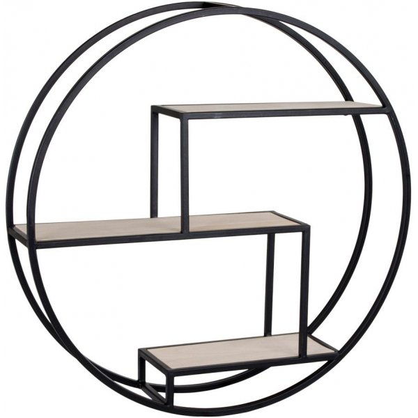 Rundes Wandregal - Schwarz/Furnier