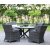 Essgruppe Mercury: Runder Scottsdale-Tisch mit 4 Jacksonville-Sesseln aus grauem synthetischem Rattan + Mbelpflegeset fr Textilien