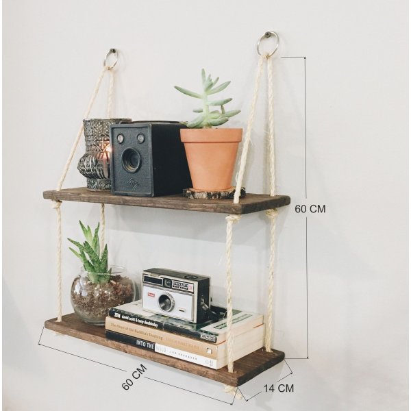 Abstraktes Wandregal 42 - Nussbaum