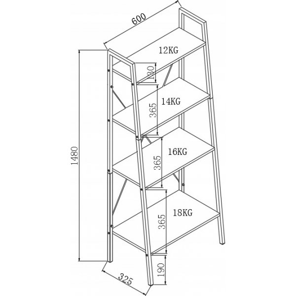 Perlie Bcherregal - Sonoma Eiche/schwarz