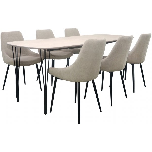 Jar-Esstisch 140 cm - weiß pigmentiertes Eichenfurnier Jar-Esstisch 140 cm - weiß pigmentiertes Eichenfurnier