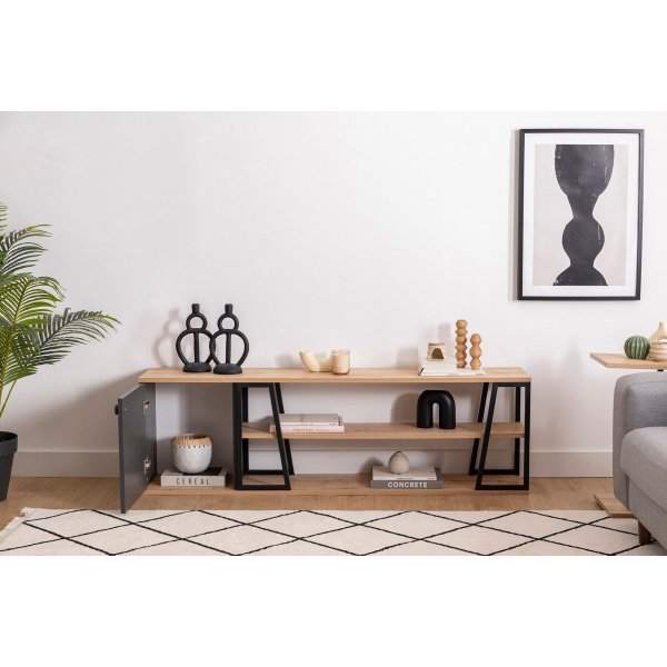 Lissa TV-Stnder 160 cm - Saphireiche/Schwarz