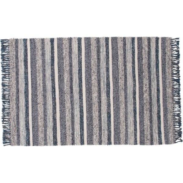 Teg Wollteppich - Marineblau/Grau