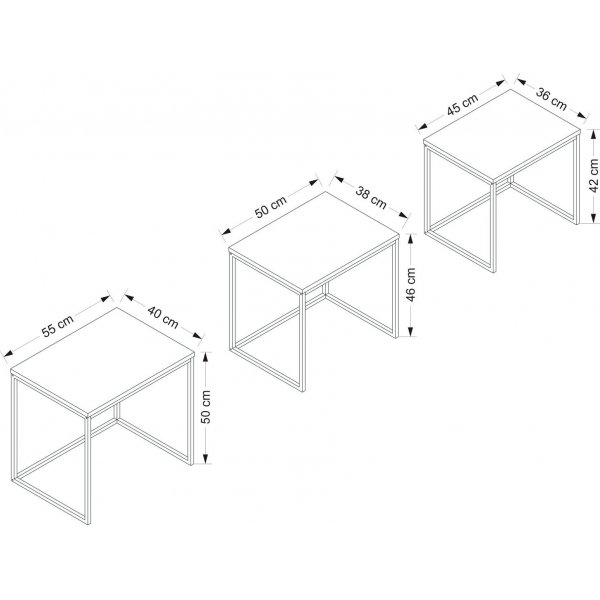 Evia Tisch 45/50/55 x 36/38/40 cm - Anthrazit Evia Tisch 45/50/55 x 36/38/40 cm - Anthrazit