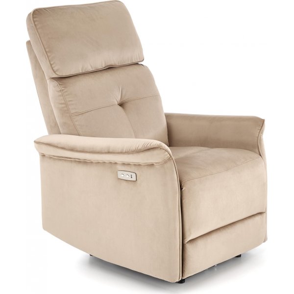 Elektrischer Relaxsessel Semir mit USB - beigefarbener Samt Elektrischer Relaxsessel Semir mit USB - beigefarbener Samt