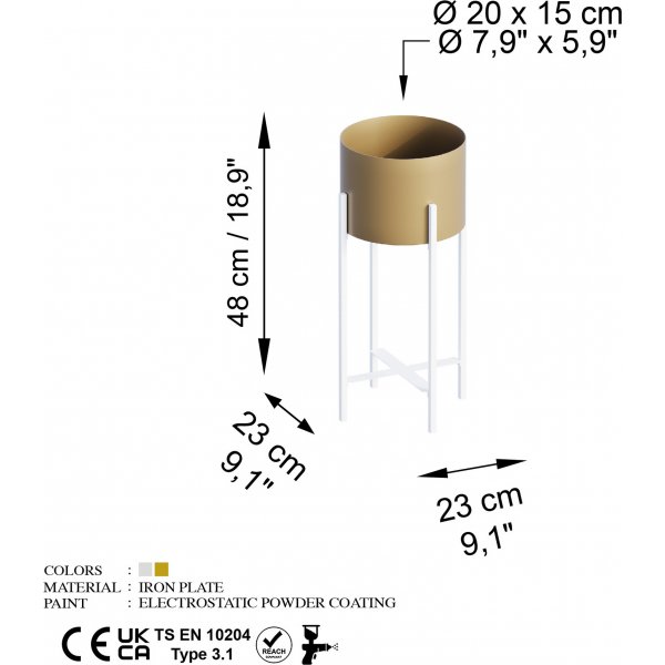 Plato 26 Topf - Wei/Gold