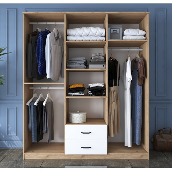 Baden Kleiderschrank 13 - Nussbaum/weiß Baden Kleiderschrank 13 - Nussbaum/weiß