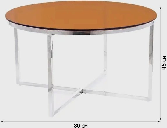 Kristall-Couchtisch Ø80 cm - Bernstein/Chrom Kristall-Couchtisch Ø80 cm - Bernstein/Chrom