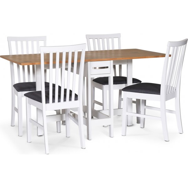 Lebensmittelgruppe Fr; Fr Klapptisch Wei / Eiche mit 4 Alice Sthlen