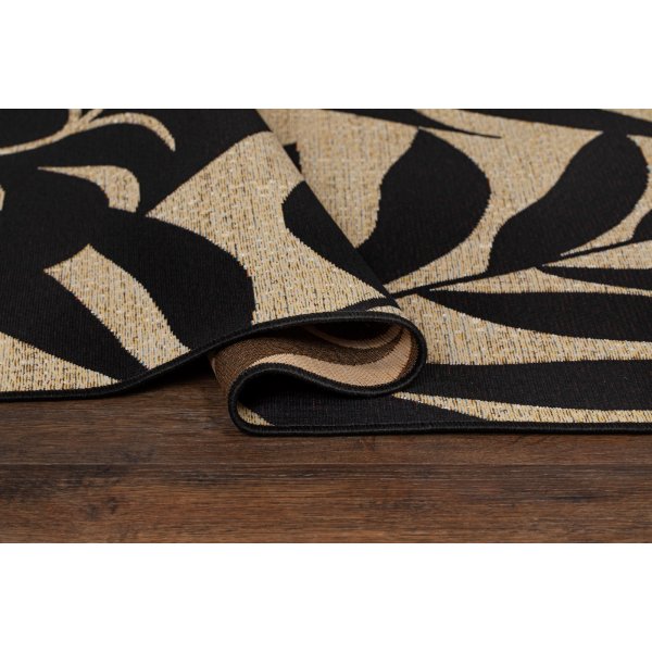 Domani Monstera flach gewebter Teppich Schwarz Domani Monstera flach gewebter Teppich Schwarz
