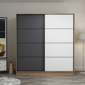 Kapusta Kleiderschrank 180 cm - Braun/Anthrazit/Wei