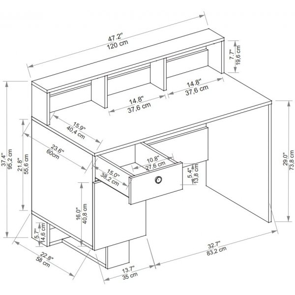 Zimmermannsschreibtisch 120 x 60 cm - Kiefer/Beige Zimmermannsschreibtisch 120 x 60 cm - Kiefer/Beige