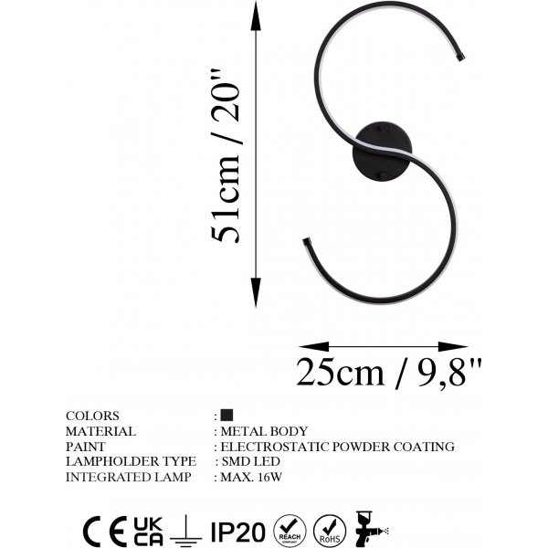 Es Wandleuchte - Schwarz Es Wandleuchte - Schwarz