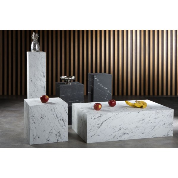 Stein Beistelltisch 30 x 30 cm - Wei�er Marmor (Laminat)