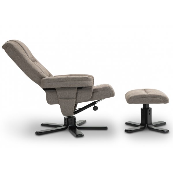 Oslo Liegesessel mit Hocker aus dunkelbeigem Stoff