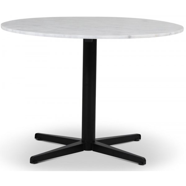 SOHO Esstisch 105 cm - Mattschwarzes Kreuzbein / Heller Marmor
