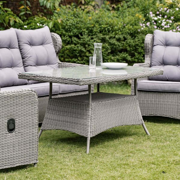 Gartenmöbelgruppe California hohe Rückenlehne mit Liege (3+1+1) - Synthetisches Rattan grau Gartenmöbelgruppe California hohe Rückenlehne mit Liege (3+1+1) - Synthetisches Rattan grau