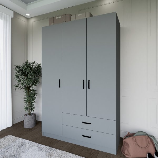 Yaman Kleiderschrank 120 x 45 x 180 cm - Grau