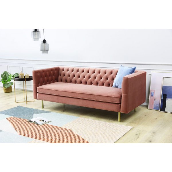 Toto 3-Sitzer-Sofa in Rosa mit goldenen Beinen