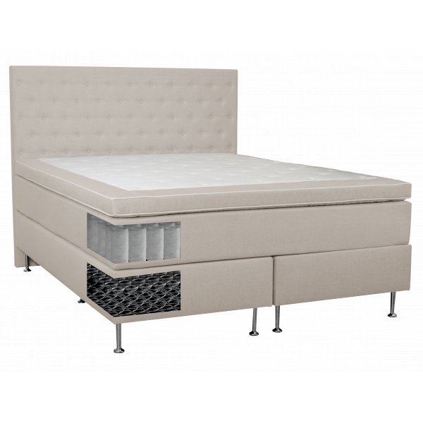 Continentalbett 180x200 cm beige Taschenfederkern 5 Zonen