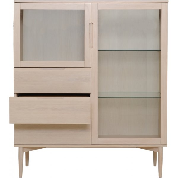 Karmöy Vitrine H: 140 cm - Weiß pigmentiertes Eichenfurnier Karmöy Vitrine H: 140 cm - Weiß pigmentiertes Eichenfurnier