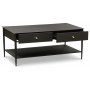 Flash Couchtisch mit Schubladen - Schwarzes Metall mit Messingknpfen