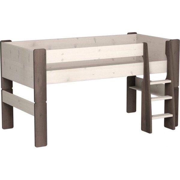 Fr Kinder-Hochbett 90 x 200 cm - Wei/Grau/Braun